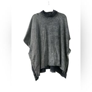 Wilfred Free Distressed Bleached Blue Cowl Neck Draped Poncho